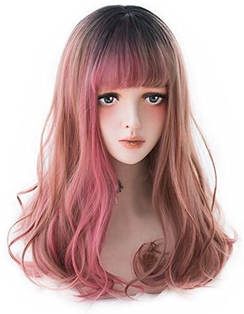 Wigs European And American Fashion Wigs New Products Dyeing Highlighting Multicolor Gradient Long Curly Hair Set Wig Headgear Wholesale