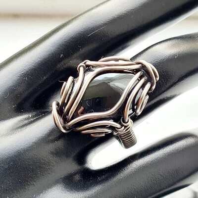 Hematite ring in antiqued Sterling Silver - Size R/59/9