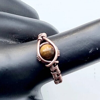 Tiger's Eye ring in antiqued copper - Size Q/58/8.5