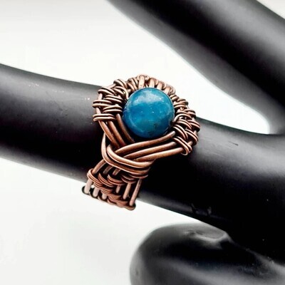 Apatite ring in antiqued copper - Size O/55/7.5