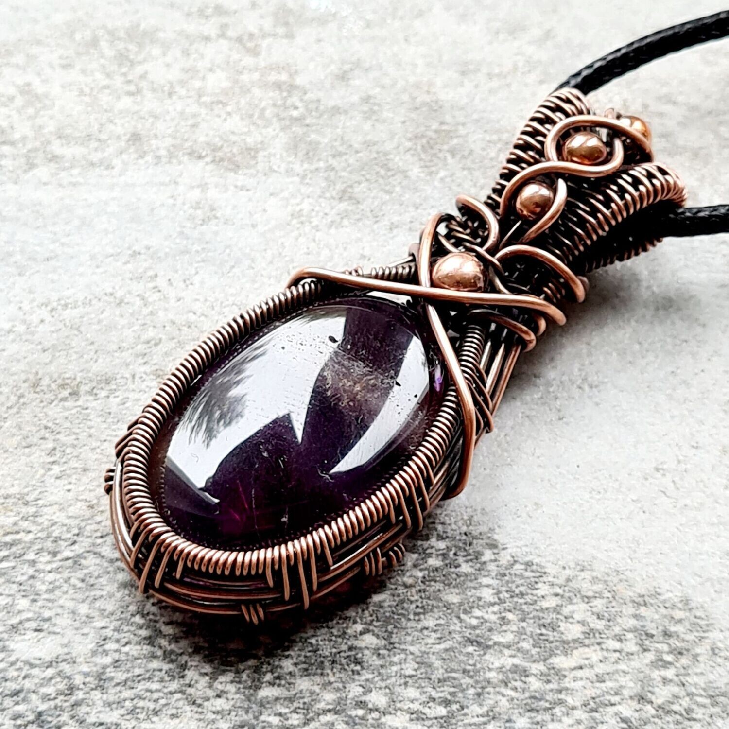 Chevron Amethyst with beads pendant with chain.