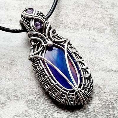 AURORA - Aurora Opal with Amethyst bead accents in sterling silver with necklace.
