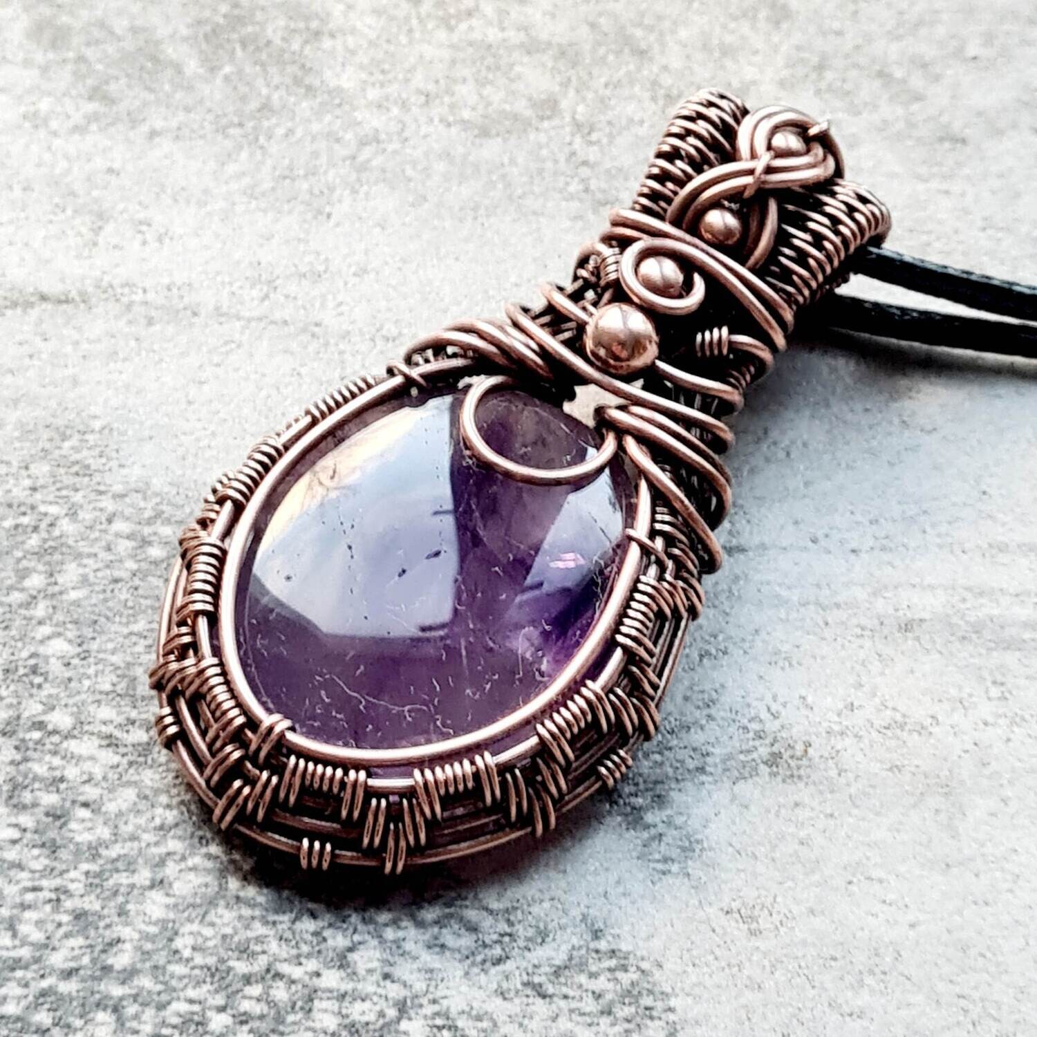 Star Amethyst with beads pendant with chain.