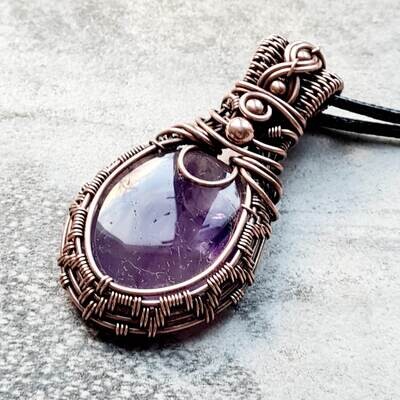 Star Amethyst with beads pendant with chain.