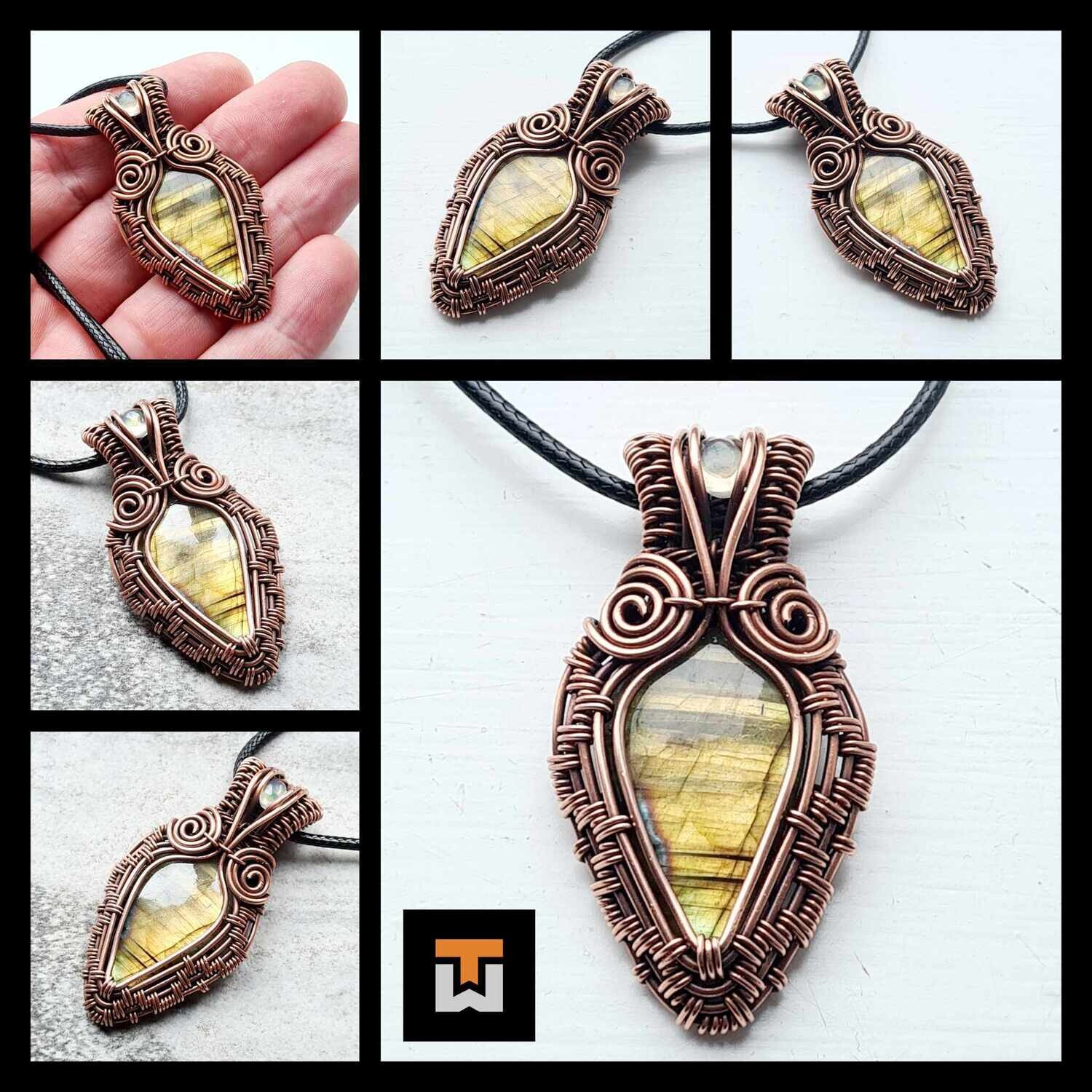 Labradorite with WELO Opal accent pendant with chain.