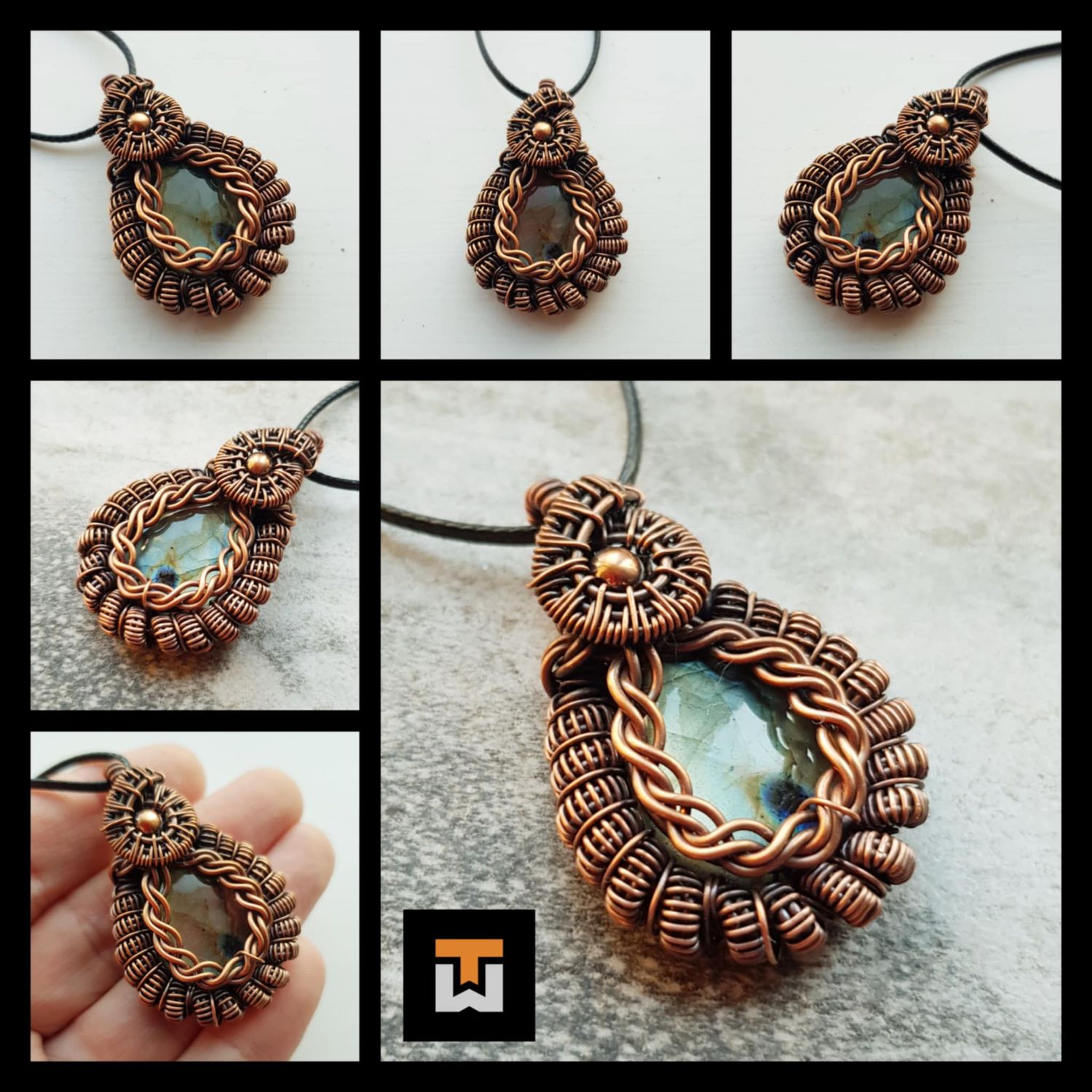Labradorite pendant with chain.