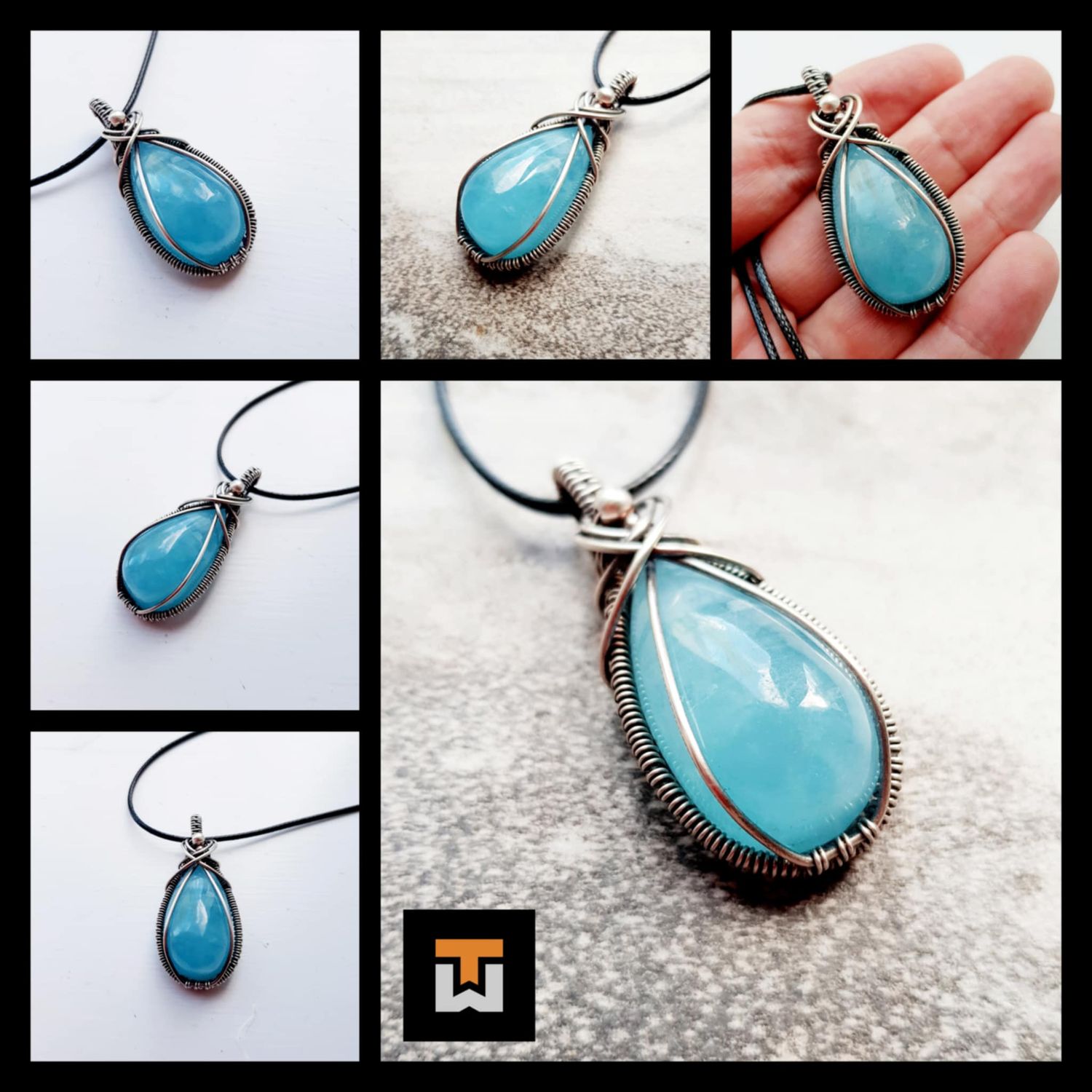 AAA grade Aquamarine pendant with chain.