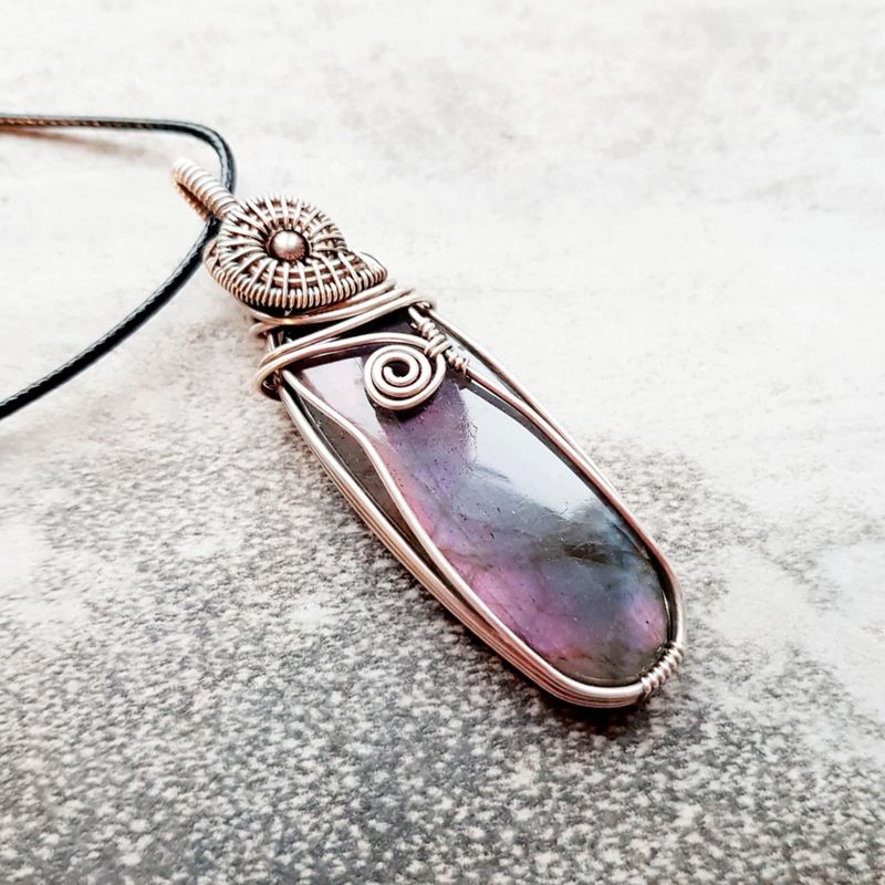 Purple and blue large Labradorite pendant with chain.