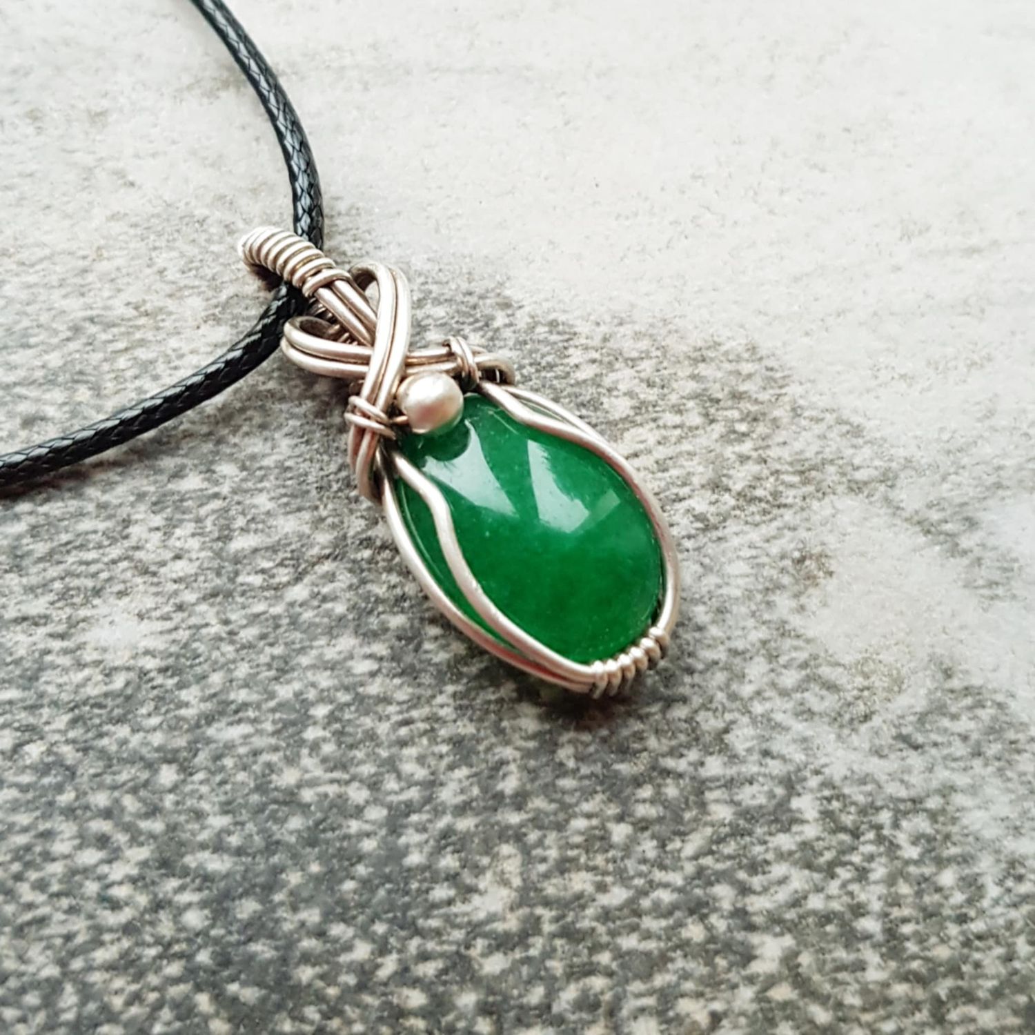 Aventurine pendant with chain.