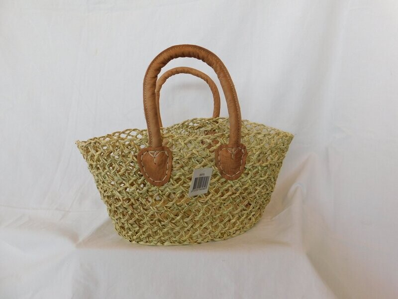 tas opengewerkt met leren handvat 28*17 cm