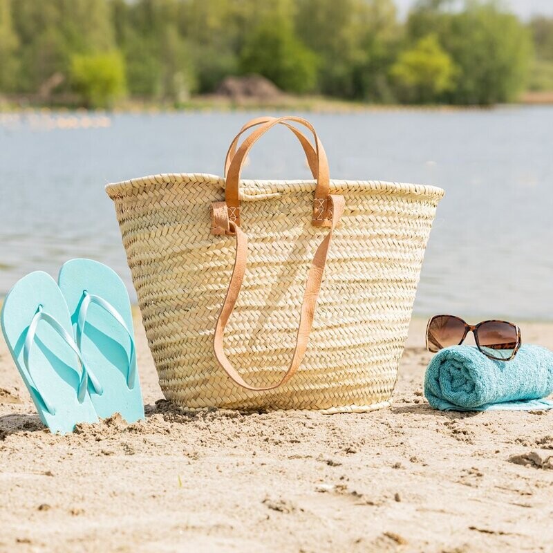 Strandtas Palm lang+kort hengsel 55*22*34 cm
