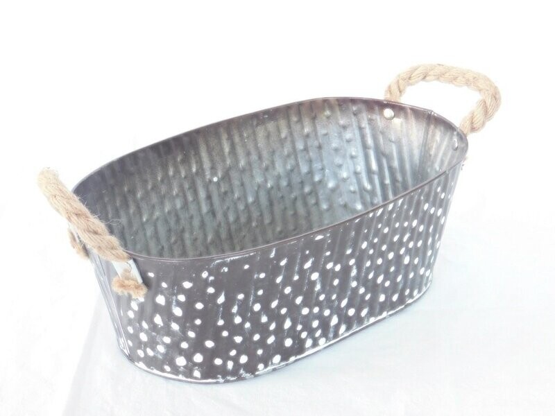 Zink teil ovaal zwart met stippen 30*18*11 cm Zink teil ovaal zwart met stippen 30*18*11 cm