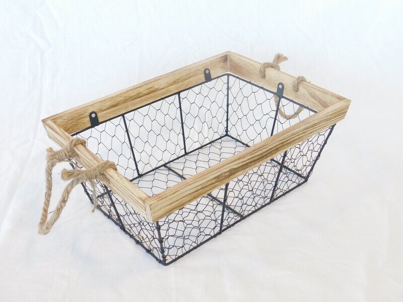 Mand metaal/hout 35*26*15 cm Mand metaal/hout 35*26*15 cm