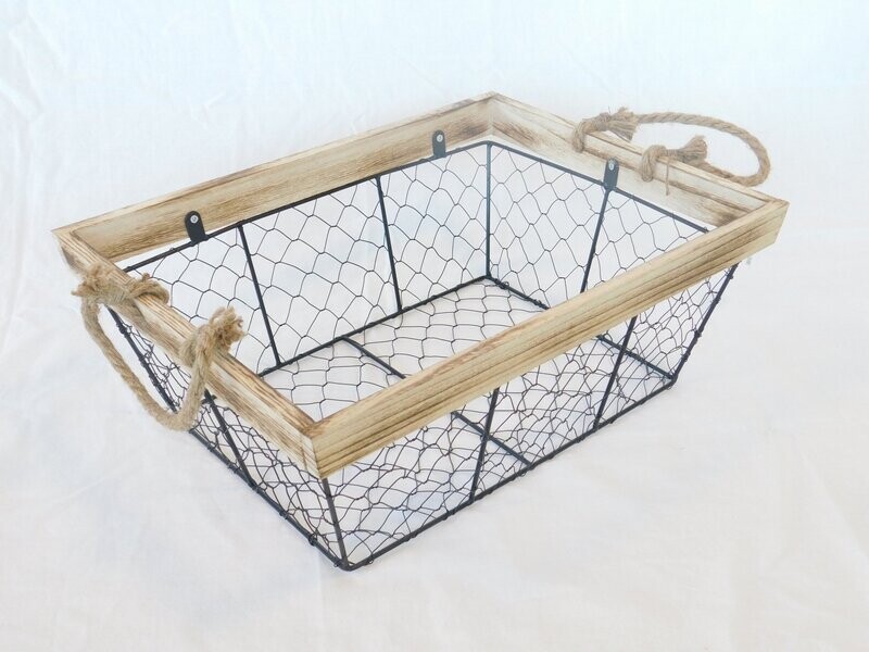 Mand metaal/hout 38*29*16 cm Mand metaal/hout 38*29*16 cm