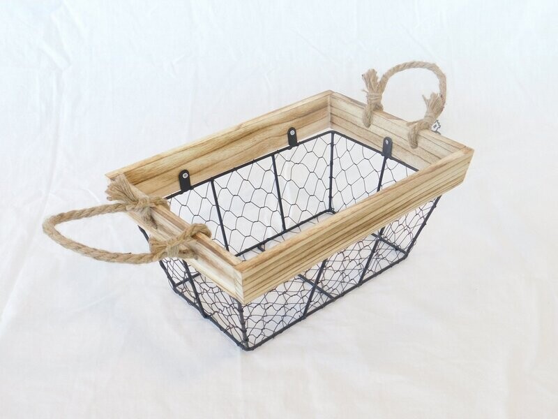 Mand metaal/hout 30*21*14 cm Mand metaal/hout 30*21*14 cm