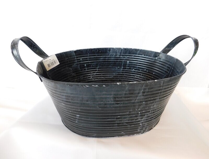 Teil zwart ovaal met twee handvaten 36/25*29/22*15,5 cm