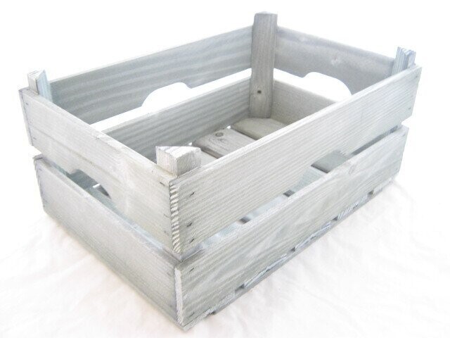 Veilingkist hout white-wash 39.5*26*16.5/18 cm