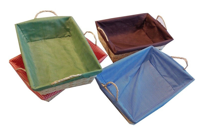 Mand met handvat en stof rechthoek 35*25*10 cm​ (set van 4 kleuren)