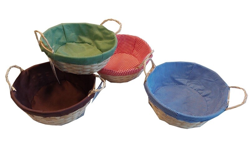 Mand met hengsel en stof rond 25*8 cm​ (set van 4 kleuren)