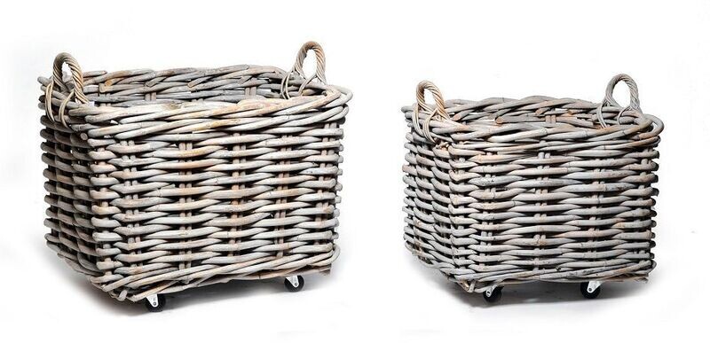 Houtmand whitewash rechth Kubu rattan CL wieltjes S/2.