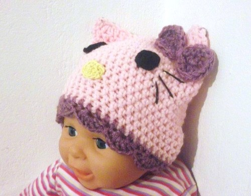 Hello Kitty Beanie Hat Crochet Pattern