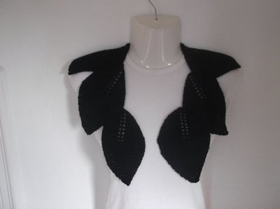 Black Leaves Knitted Scarf