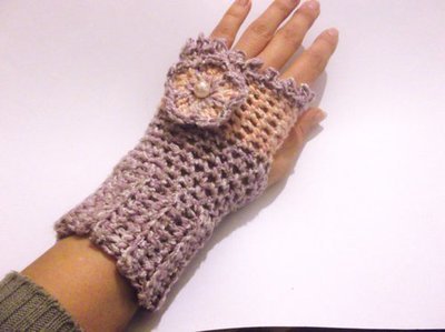 Fingerless Gloves with Flower 4 sizes