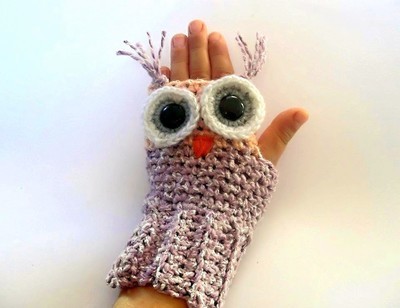 Owl Fingerless Gloves 4 sizes