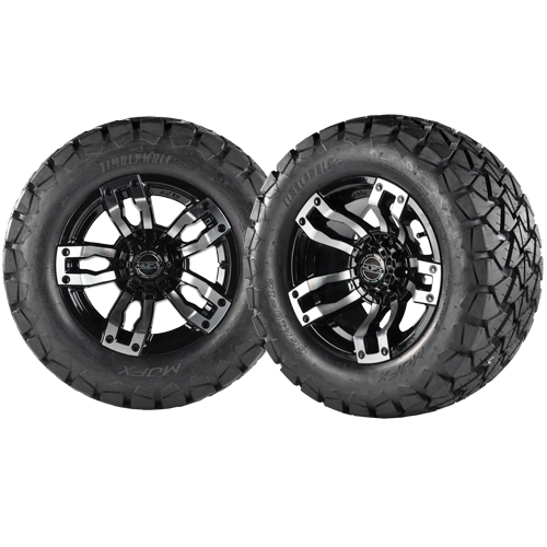 VELOCITY 12x7 Machined Black w/ 22x10x12 Timber Wolf A/T Tire