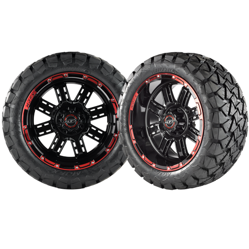 TRANSFORMER 14x7 Black/Red w/ 22x10x14 Timber Wolf A/T Tire