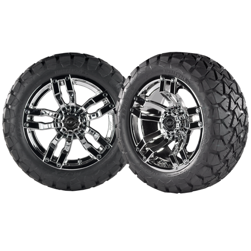 VELOCITY 14x7 Chrome w/ 22x10x14 Timber Wolf A/T Tire