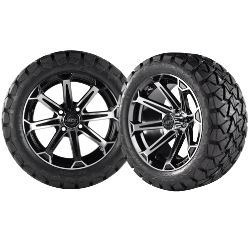 VORTEX 14x7 Machined Black w/ 22x10x14 Timber Wolf A/T Tire