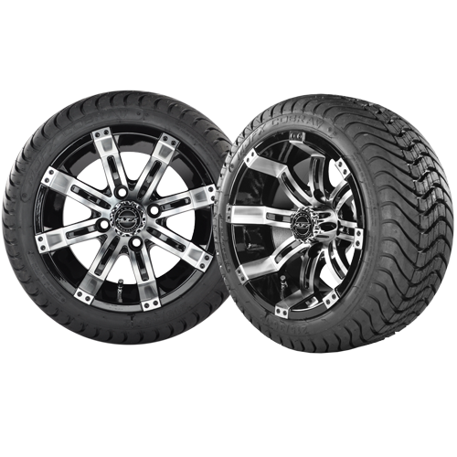 OCTANE 12x7 Machined Black w/ 215/35/12 Cobra Street Tire