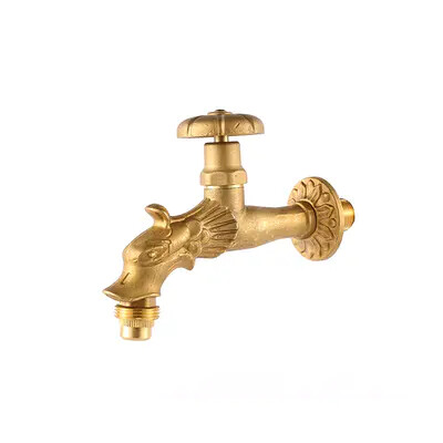 BRASS COLOR,DRAGON,MUSHROON SHAPE HANDLE ART BIBCOCKS