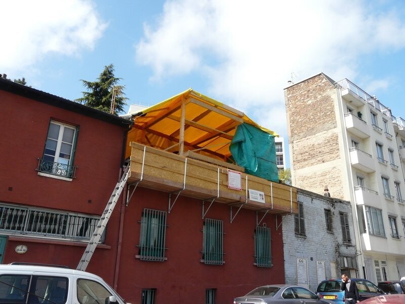 CHANTIER REHAUSSE OSSATURE BOIS ORSAY
