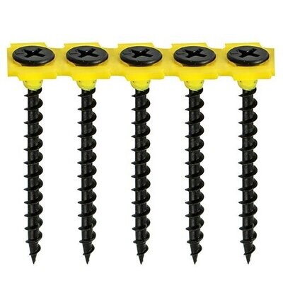 Collated Drywall Timber Stud Plasterboard Screws - PH - Bugle - Coarse Thread - Black