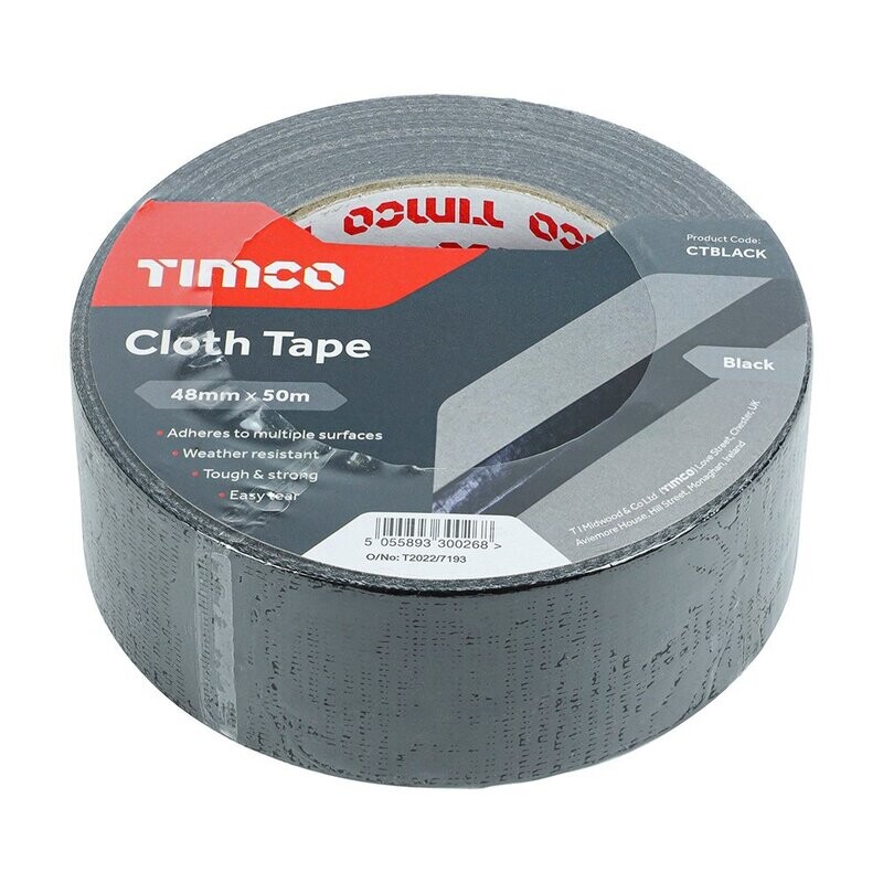 Cloth Tape - Black - 50m x 48mm