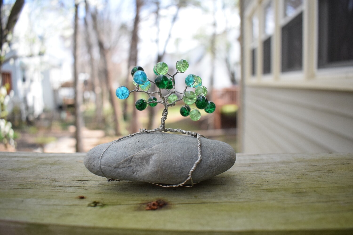 Green Glass Wire Tree