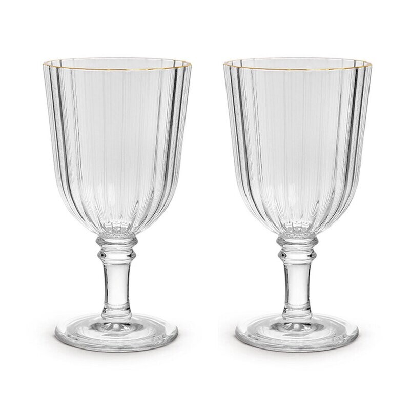 Set 2 calici in acrilico trasparente con bordi oro Wd Lifestyle