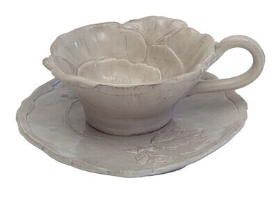Set tazza da thè e piattino in ceramica col.grigio corda Romantica Virginia Casa