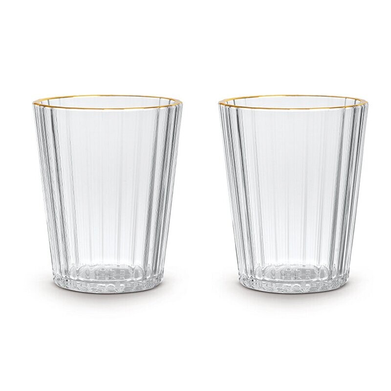Set 2 bicchieri in acrilico trasparente con bordi oro Wd Lifestyle