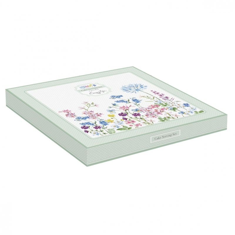 Piatto torta d.32 con paletta in porcellana Floraison Easy Life