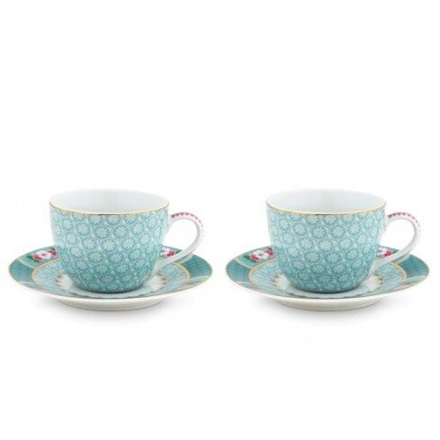 Set 2 tazzine da caffè con piattino Blushing Birds Pip Studio