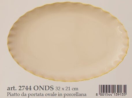 Piatto ovale 32x21 in porcellana col.sabbia Onde Easy Life