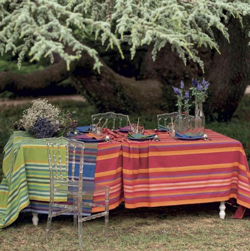 Tovaglia Illimani in cotone tinto filo jacquard col.rosso 170x270 Tessitura Toscana Telerie