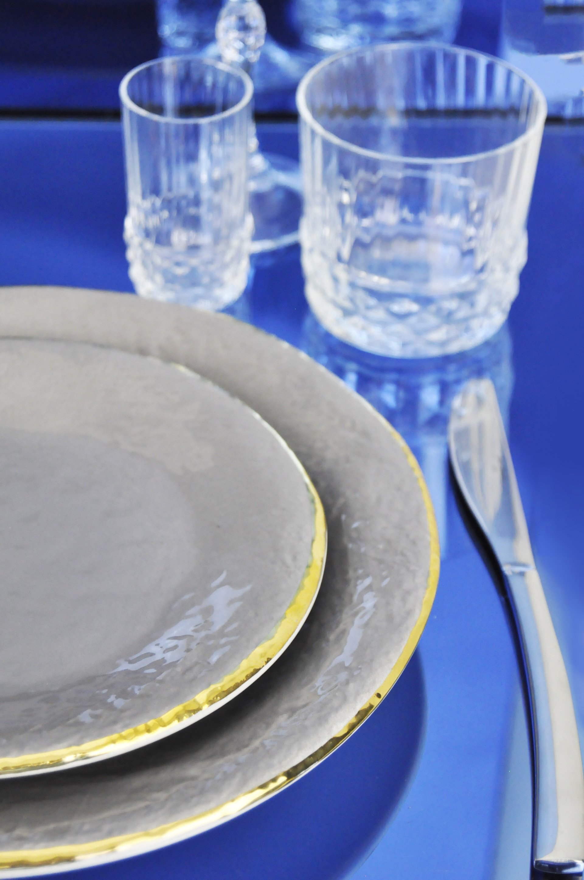 Servizio piatti 18 pz in ceramica Preta oro grigio Arcucci