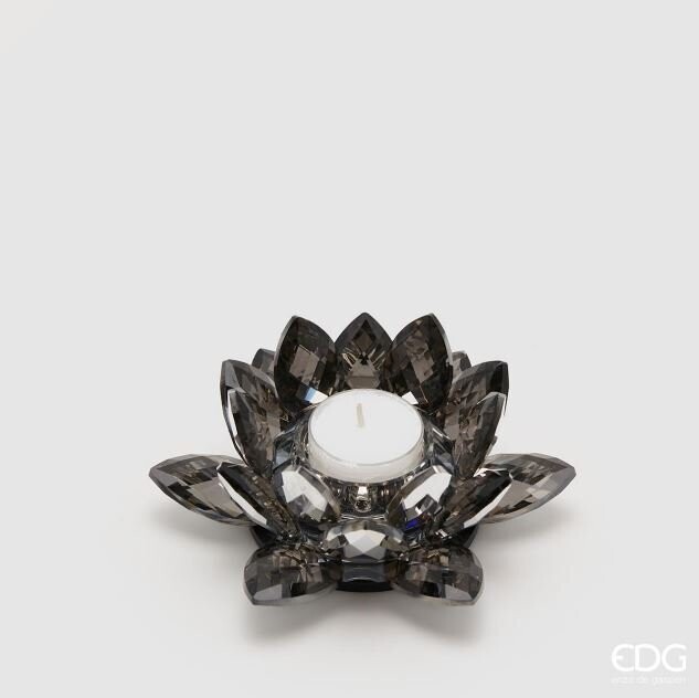 Portacandela Crystal Ninfea h.6 d.15 col.grigio scuro Edg Enzo De Gasperi