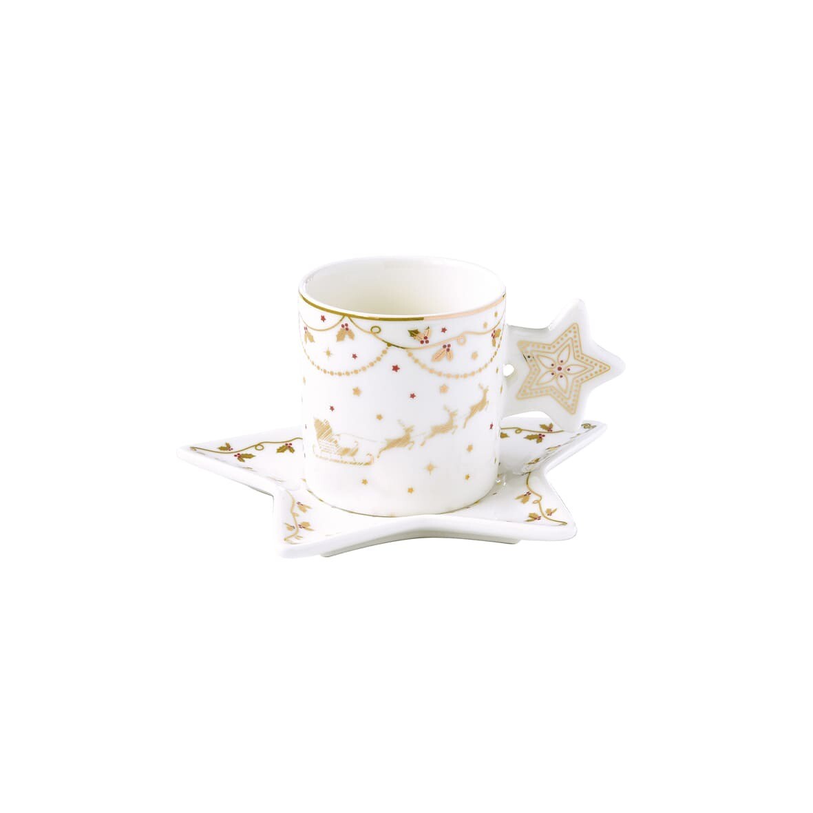 Tazza da the con piattino 175 ml in porcellana Christmas Lights Easy Life
