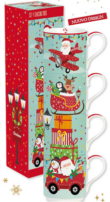 Set 4 tazze impilabili in porcellana Santa's Friends Easy Life