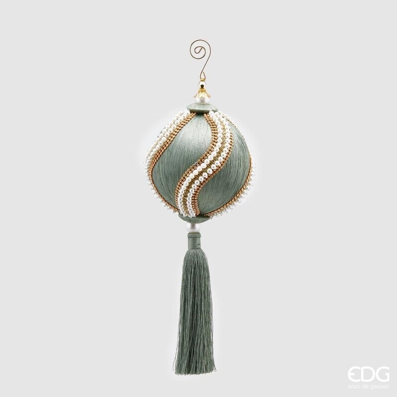 Decorazione nappa perle h.36 d.12 col.salvia Edg Enzo De Gasperi Decorazione nappa perle h.36 d.12 col.salvia Edg Enzo De Gasperi